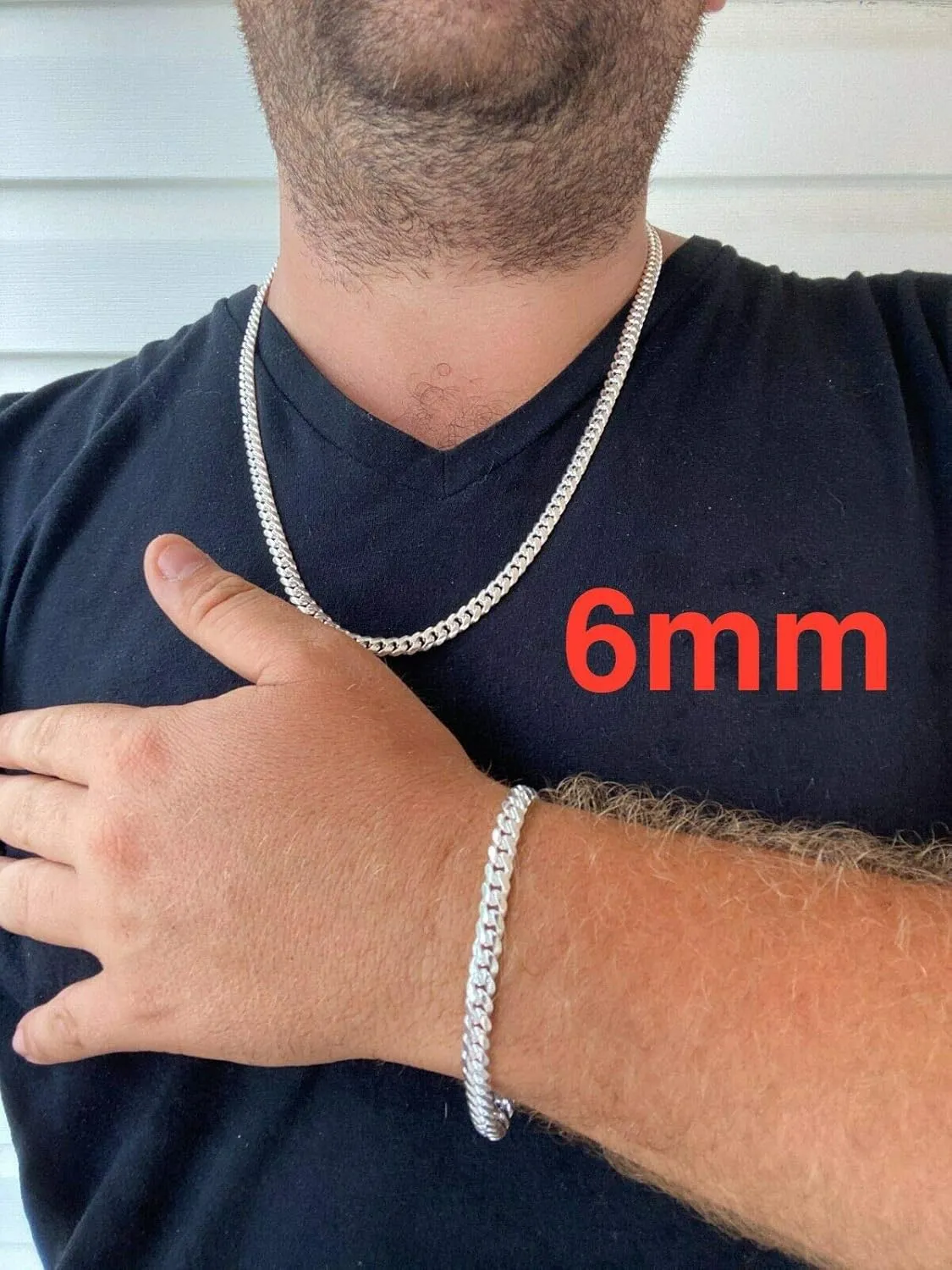 Solid 925 Sterling Silver Miami Cuban Link Chain Or Bracelet - Real Men's Cuban 5-14mm 7-30" - Handmade In USA - Guaranteed Authentic 925 Silver