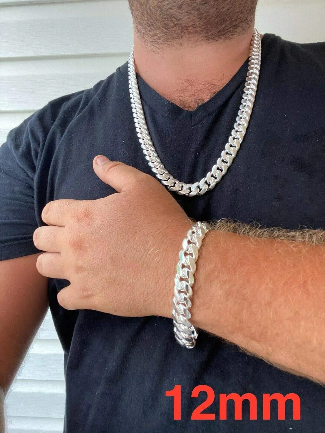 Solid 925 Sterling Silver Miami Cuban Link Chain Or Bracelet - Real Men's Cuban 5-14mm 7-30" - Handmade In USA - Guaranteed Authentic 925 Silver