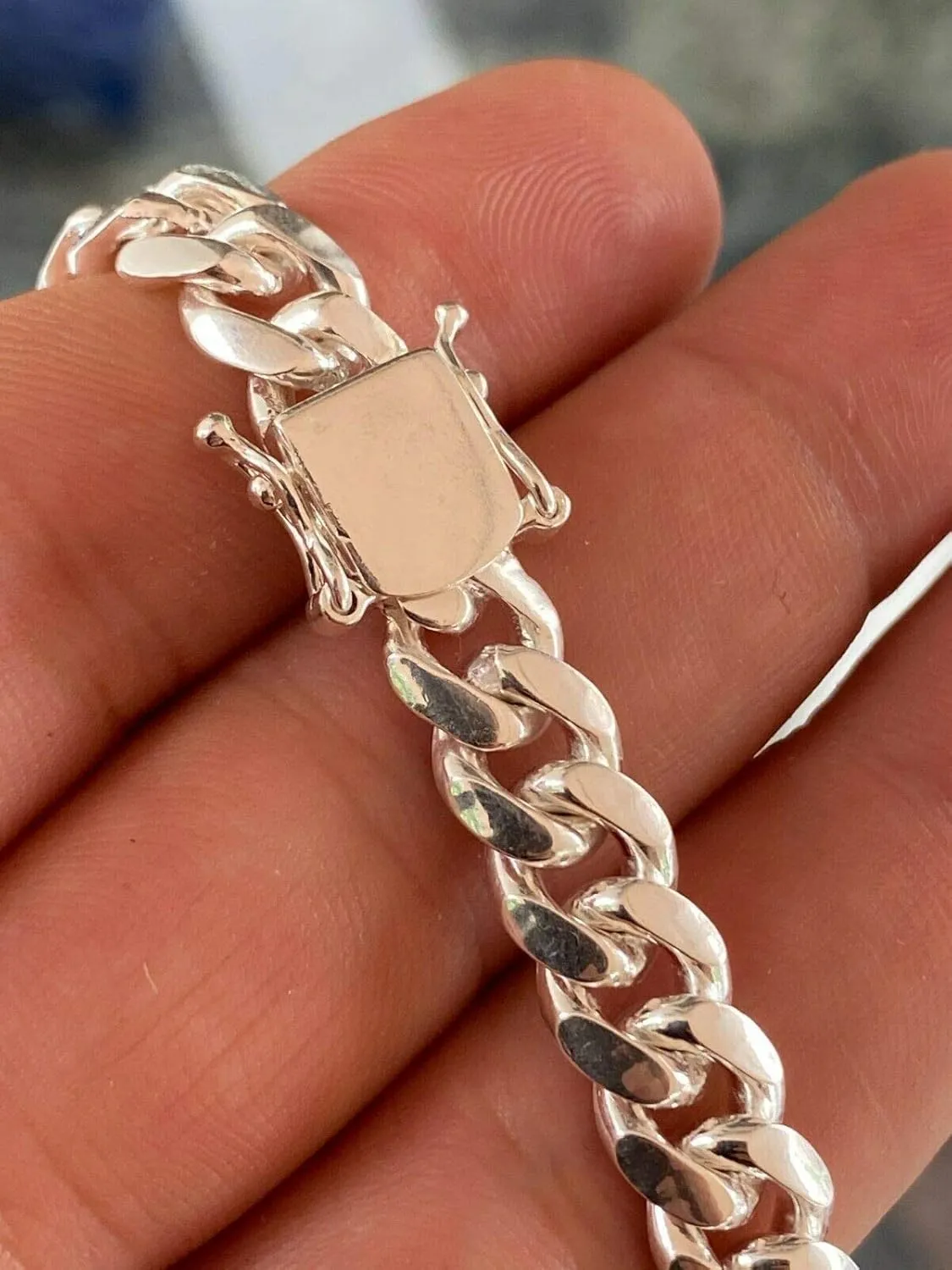 Solid 925 Sterling Silver Miami Cuban Link Chain Or Bracelet - Real Men's Cuban 5-14mm 7-30" - Handmade In USA - Guaranteed Authentic 925 Silver