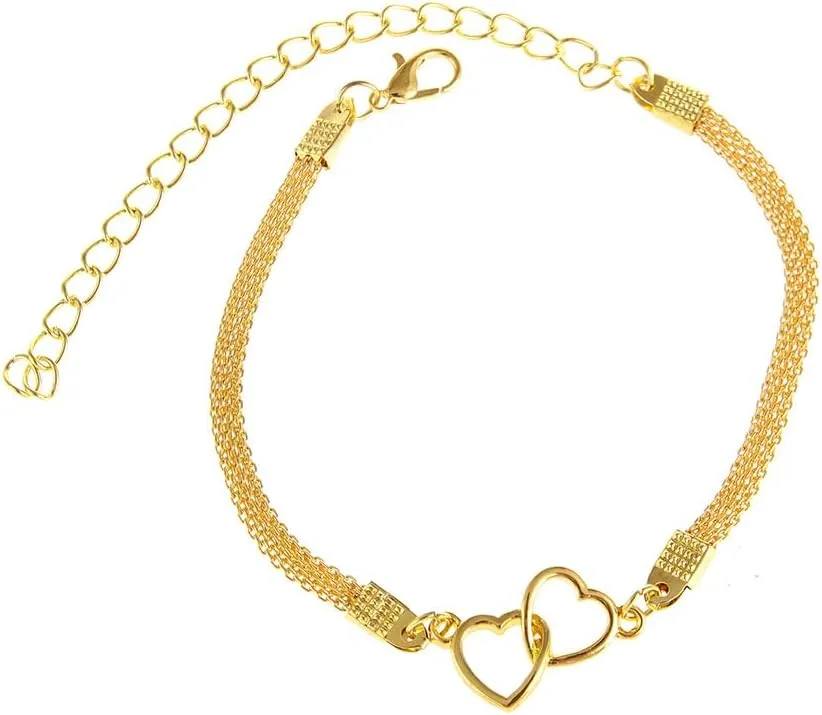 Spevert Cross Heart Anklets Bracelets for Women,Heart Charm Dainty Chain Adjustable Anklets Hawaiian Beach Jewelry