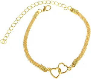 Spevert Cross Heart Anklets Bracelets for Women,Heart Charm Dainty Chain Adjustable Anklets Hawaiian Beach Jewelry