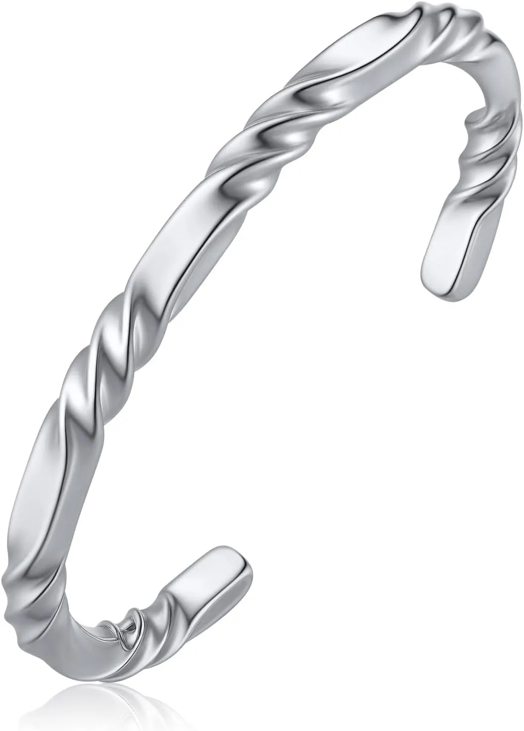 Stainless Steel Mens Cuff Bracelet, Minimal Twist Cool Antique Retro/Silver/Black Open Metal Cuff Bangle Bracelets for Men, 65mm