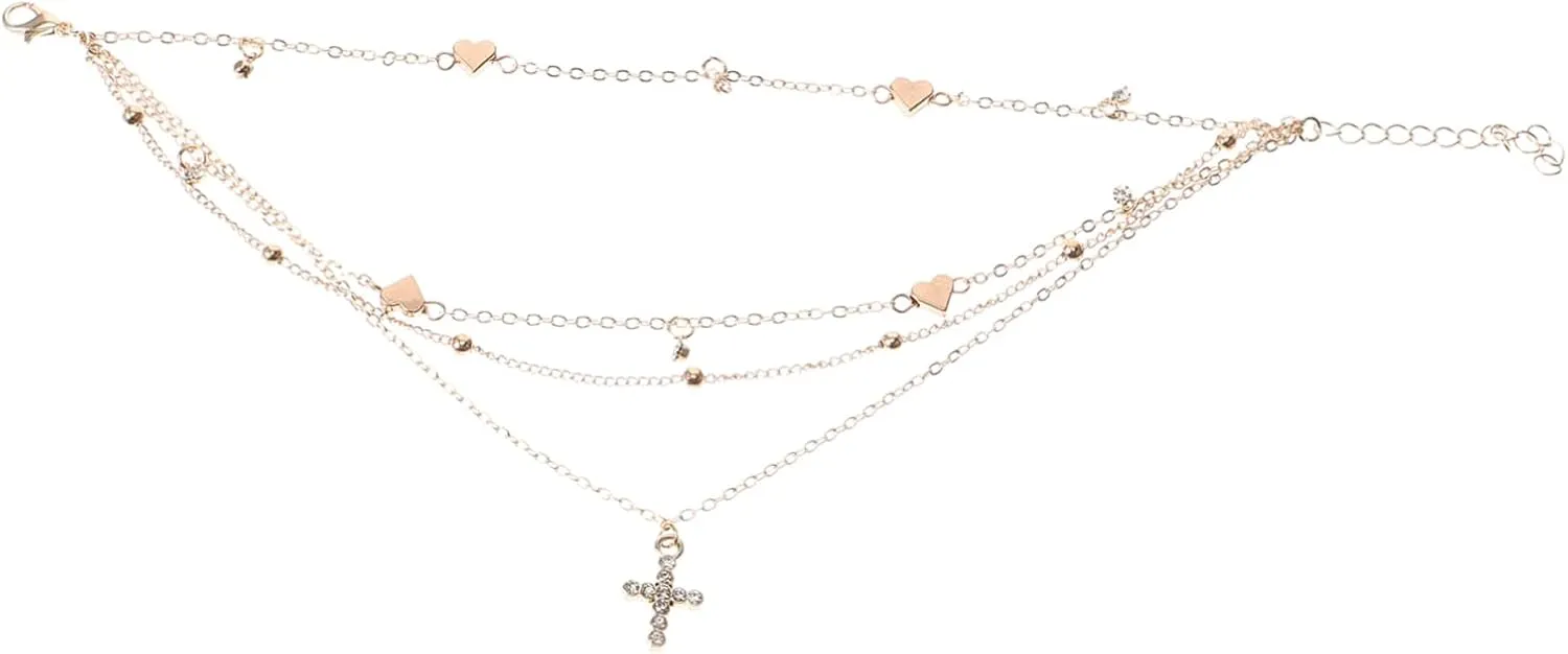 Stars Ankle Chains Multilayered Metal Foot Chains Gold Anklet for Women Beach Accessory