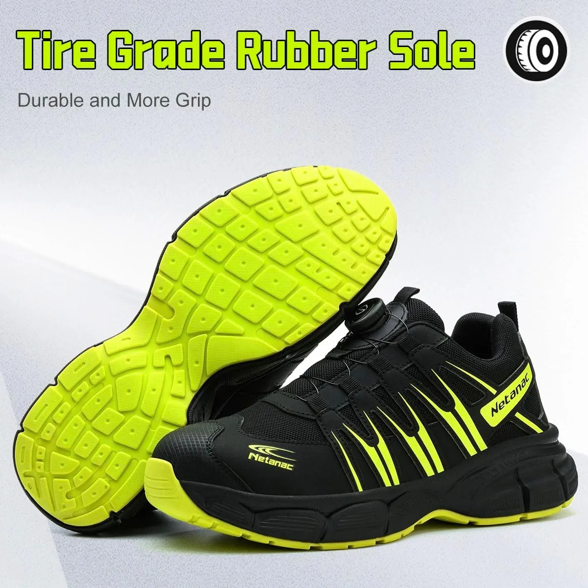 Steel Toe Shoes for Men Women, Comfortable Breathable Safety Sneakers, Lightweight Wide Work Shoes with Durable Soft Sole