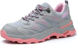 Steel Toe Shoes for Women - Comfortable & Puncture-Resistant Safety Shoes Lightweight Breathable Grey and Pink