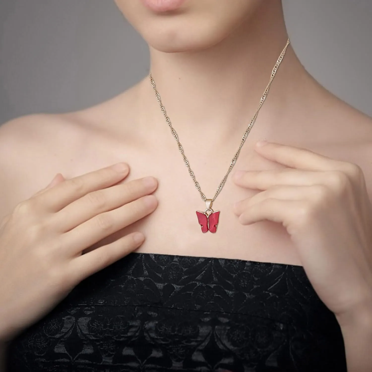 Sterling Silver Necklace for Women,Butterfly Adjustable Clavicle Chain Insect Necklace for Teen Gril Trendy Jewelry Gift