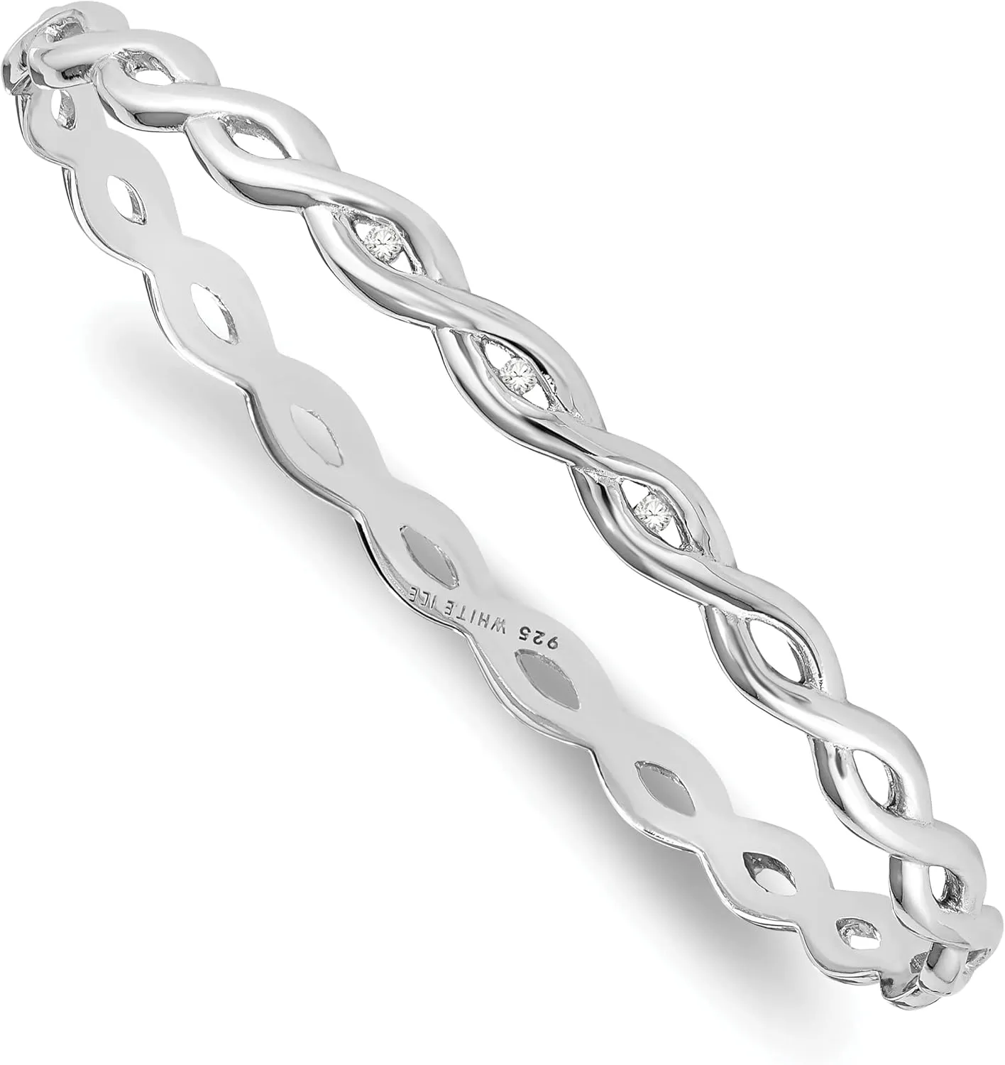 Sterling Silver White Ice .06ct. Diamond Twist Bangle Bracelet Bangle-bracelets