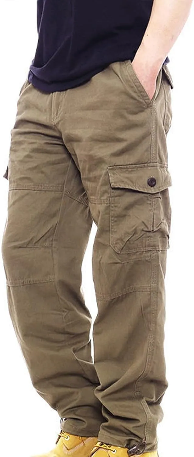 Straight Fit Cargo Pants for Men Cotton Active Wear Pants Durable Tactical Pants Casual Loose Pants Hiking Pants