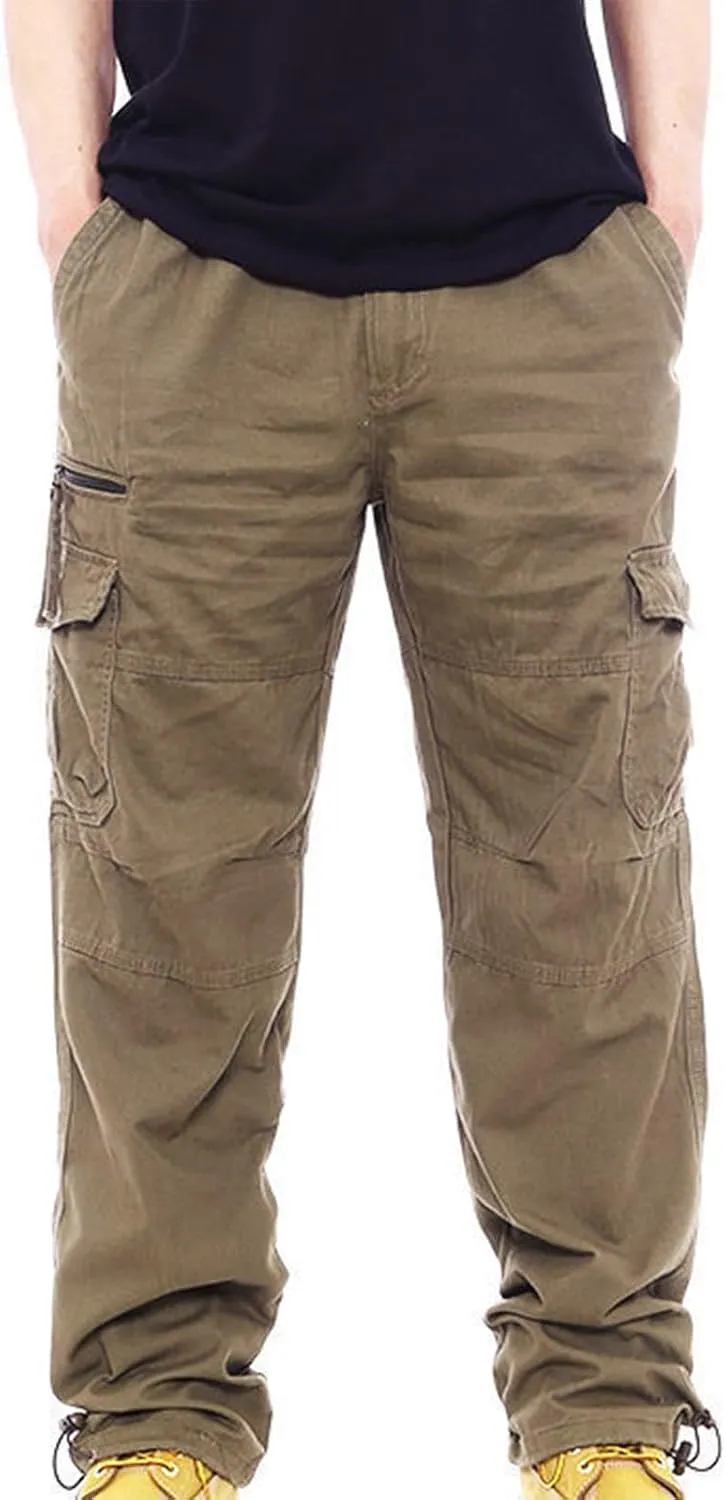 Straight Fit Cargo Pants for Men Cotton Active Wear Pants Durable Tactical Pants Casual Loose Pants Hiking Pants