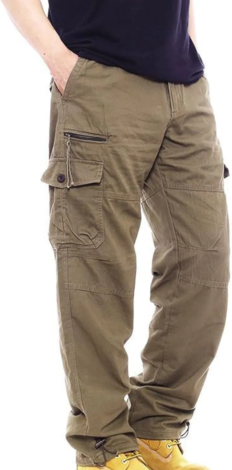 Straight Fit Cargo Pants for Men Cotton Active Wear Pants Durable Tactical Pants Casual Loose Pants Hiking Pants