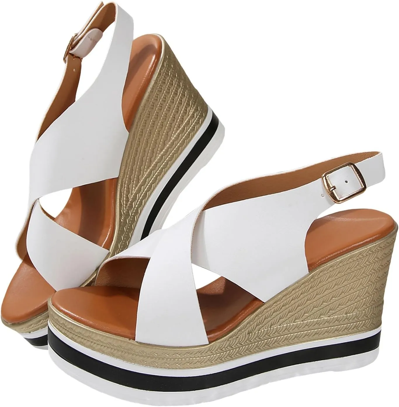 Strappy Espadrille Platform Wedge Sandals for Women 2025 Open Toe Wedge Sandal Women Casual Womens Dress Sandals Slip on Beach Boho Sandals Comfortable Outdoor Shoes