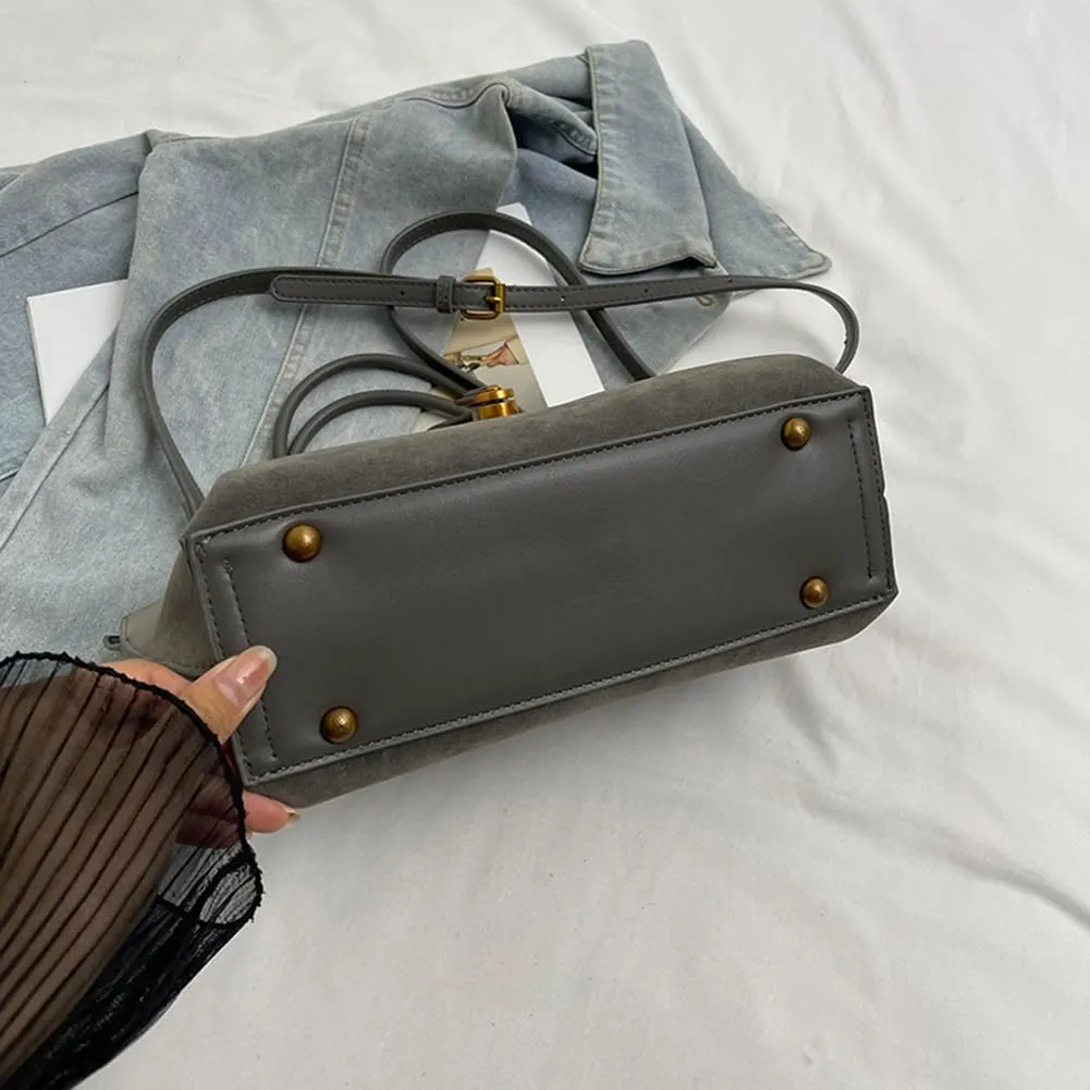 Suede Bags for Women Fall Purse 2024 Shoulder Handbag Satchel Bag Brown Top-handle Bag
