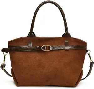 Suede Bags for Women Suede Tote Bag Retro Shoulder Bag Crossbody Purse Y2K Satchels Work Purses Top Handle Bag