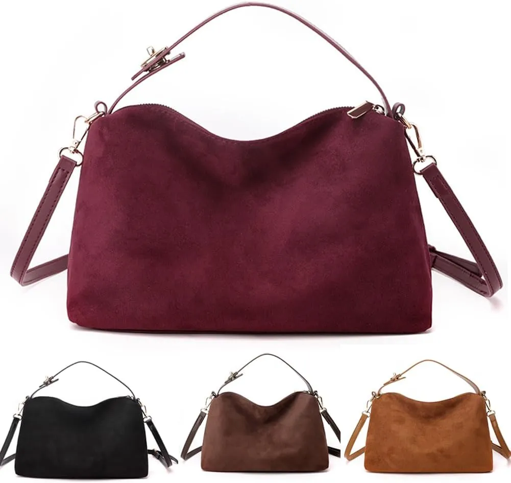 Suede Tote Bag for Women Suede Satchels Bag Faux Suede Bag Vintage Top Handle Handbag Shoulder Purse Hobo Bag Tote Handbags
