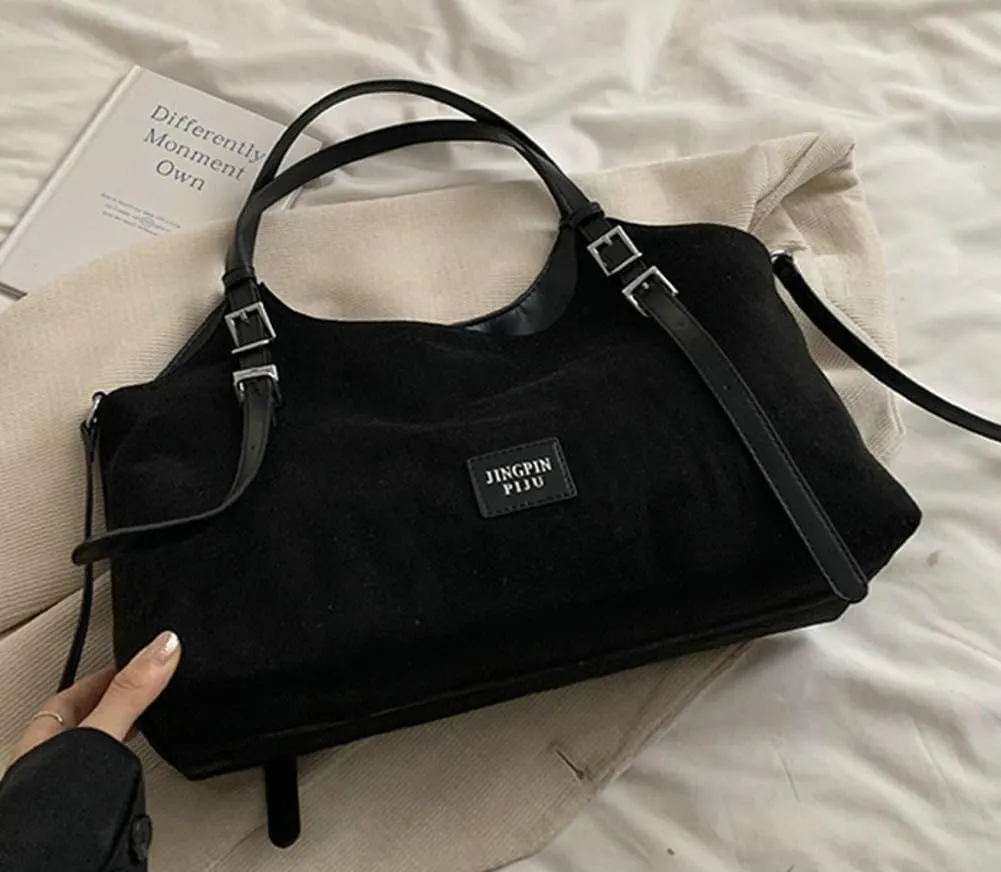 Suede Tote Bag for Women Vegan Leather Shoulder Slouchy Bag Suede Purse Satchel Bag Handbag Travel Office Handbag Fall