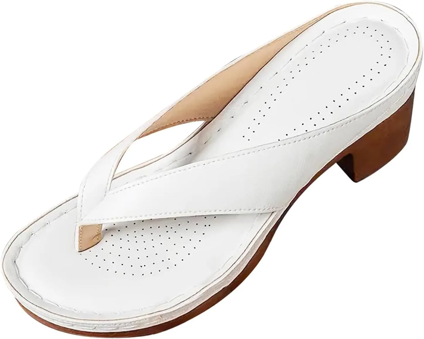 Summer Sandals for Women 2025 with Arch Support Women's Orthopedic Dressy Chunky Heel Flip Flops for Women Comfortable Slip-On Open Toe Heeled Casual Wedge Thong Sandals Bridal Party Wedding Shoes