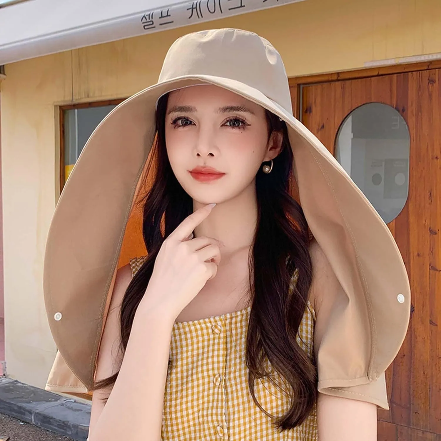 Sun Hats Women Sun Protection Wide Brim Shawl with Neck Flap Hiking Visor Hat Fishing Hat UV Protection Beach Hats