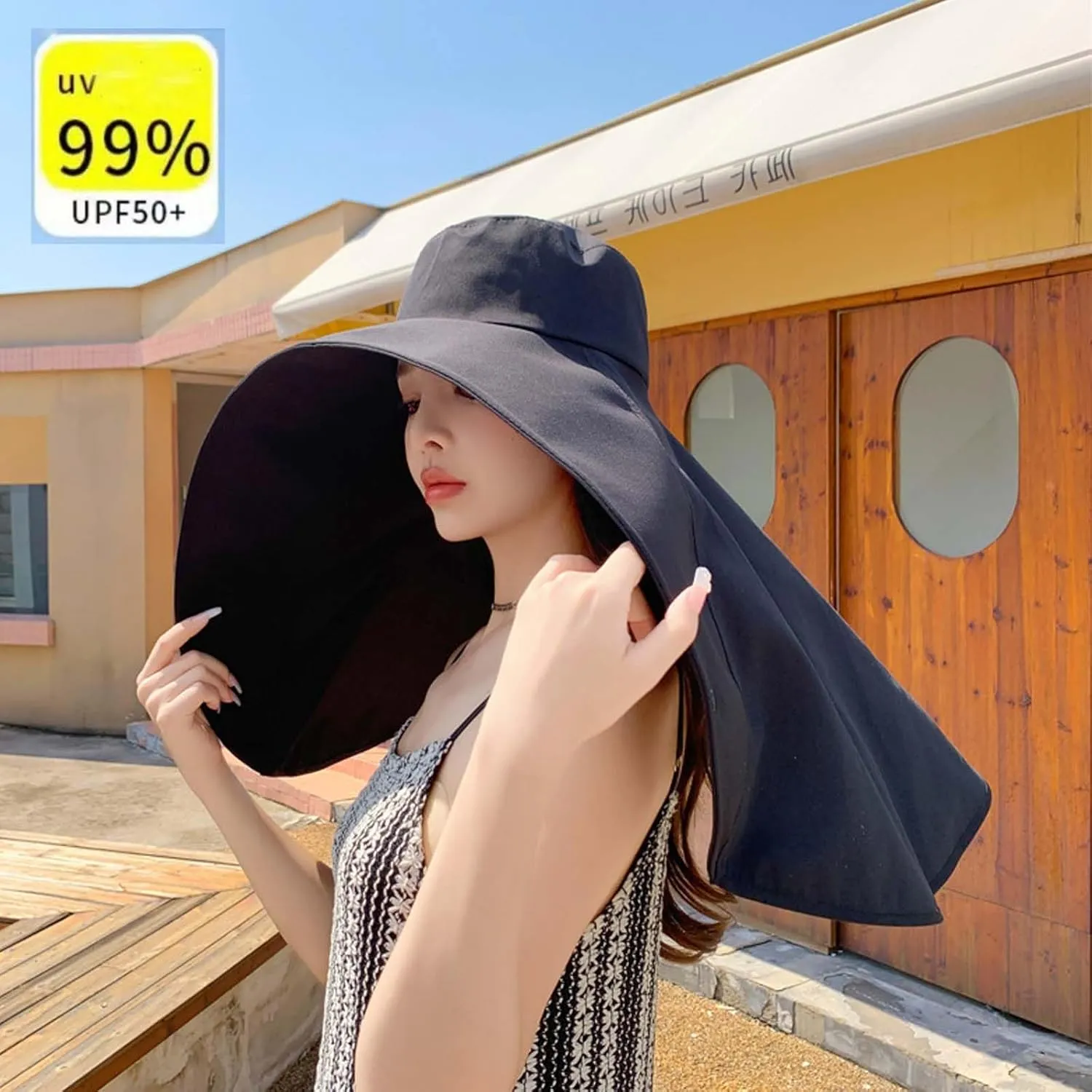Sun Hats Women Sun Protection Wide Brim Shawl with Neck Flap Hiking Visor Hat Fishing Hat UV Protection Beach Hats