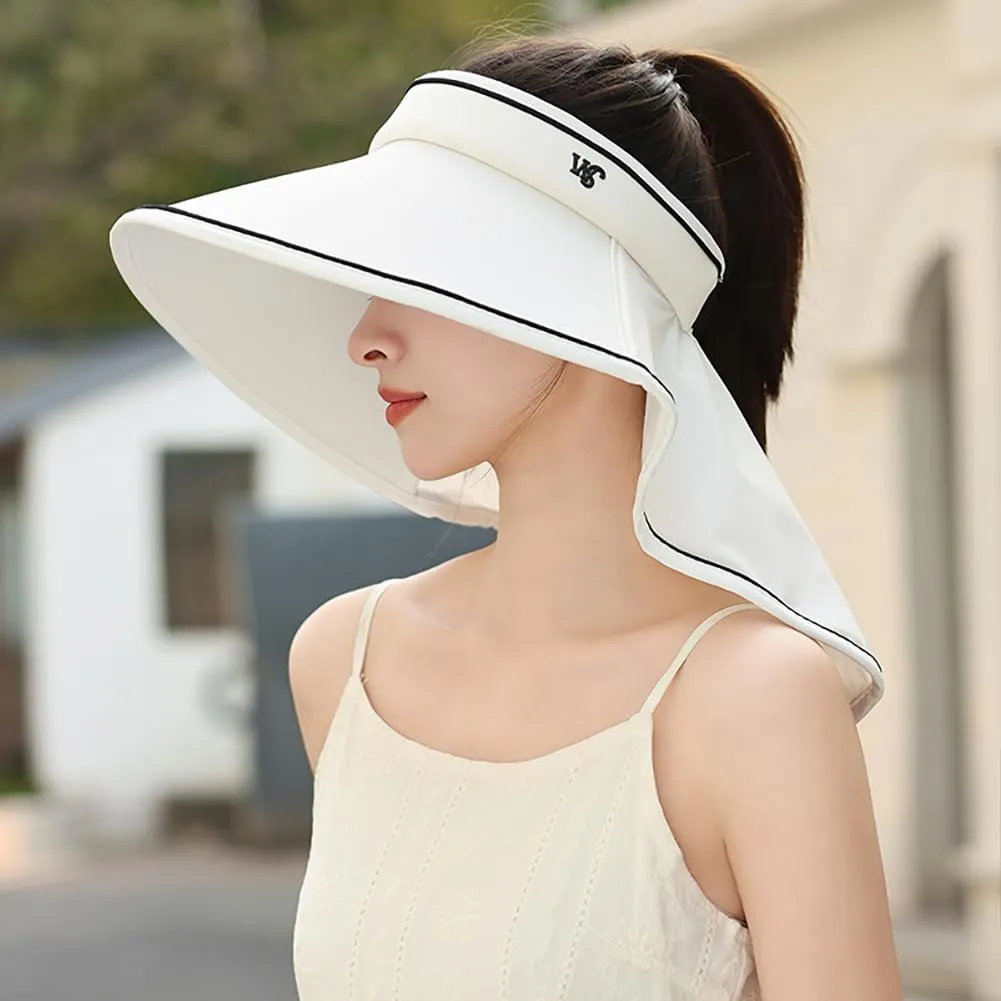 Sun Visor Hats for Women Wide Brim UPF 50  UV Sun Protection Visor Hats Casual Adjustable Roll up Summer Beach Caps