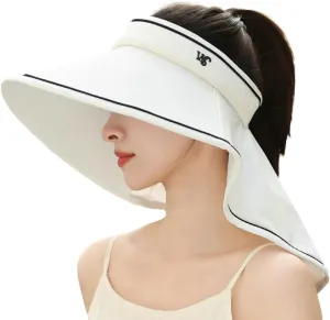 Sun Visor Hats for Women Wide Brim UPF 50  UV Sun Protection Visor Hats Casual Adjustable Roll up Summer Beach Caps