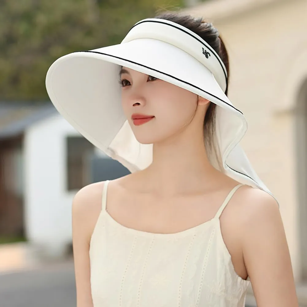 Sun Visor Hats for Women Wide Brim UPF 50  UV Sun Protection Visor Hats Casual Adjustable Roll up Summer Beach Caps