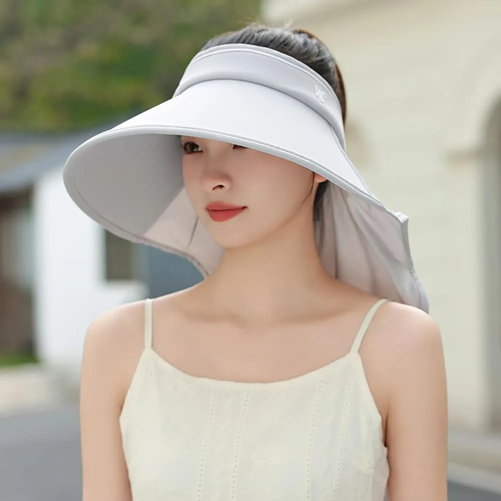 Sun Visor Hats for Women Wide Brim UPF 50  UV Sun Protection Visor Hats Casual Adjustable Roll up Summer Beach Caps