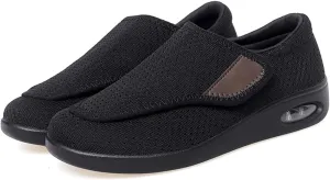 TAYGUM Extra Wide Diabetic Shoes for Women, Lightweight Casual Walking Shoes, Orthopedic Comfy Casual Slippers, Elderly Sneakers, Adjustable Closure, for Feet Fattening(Black,8)
