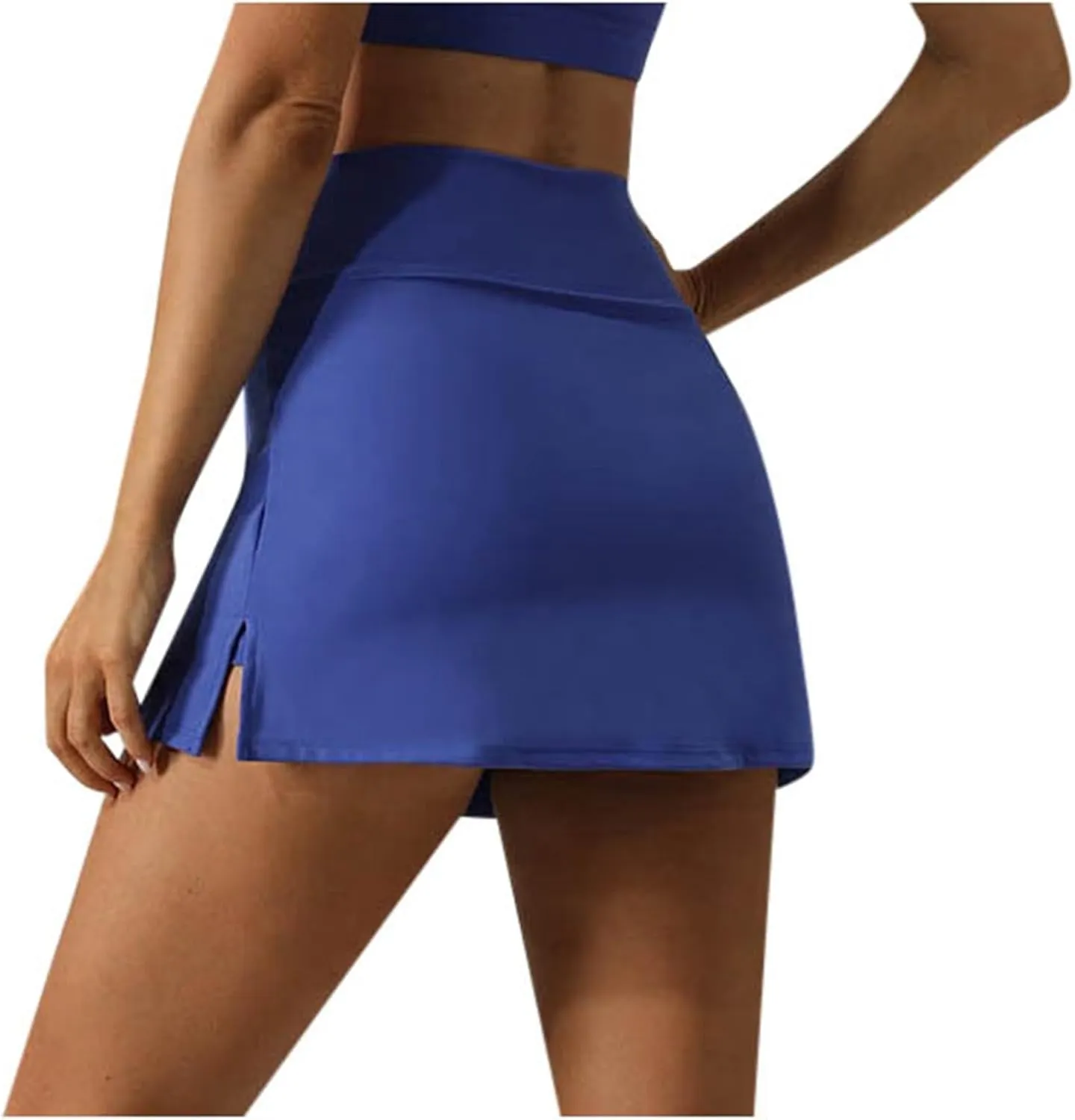 Tennis Mini Skirts for Women Side Slits High Waist Elastic Athletic Skort Lightweight Running Workout Skirts with Shorts