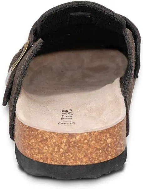 TF STAR Unisex Soft Footbed Clog Cow Suede Leather Clogs, Cork Clogs Shoes for Women Men Tan