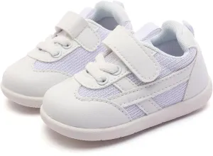 Toddler Sneaker Breathable Mesh Non Slip Shoes Casual Flat for Girls and Boys-White