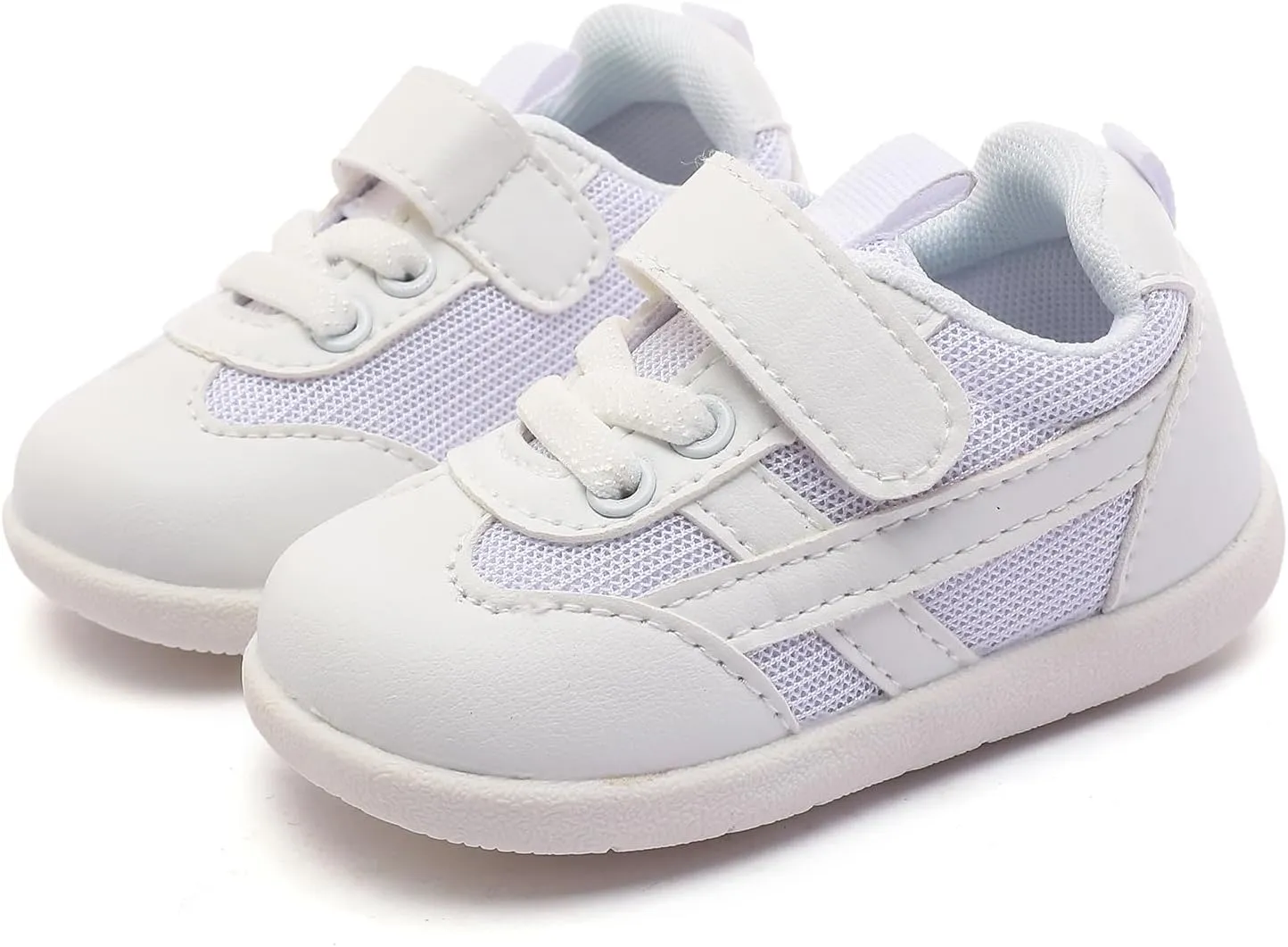 Toddler Sneaker Breathable Mesh Non Slip Shoes Casual Flat for Girls and Boys-White