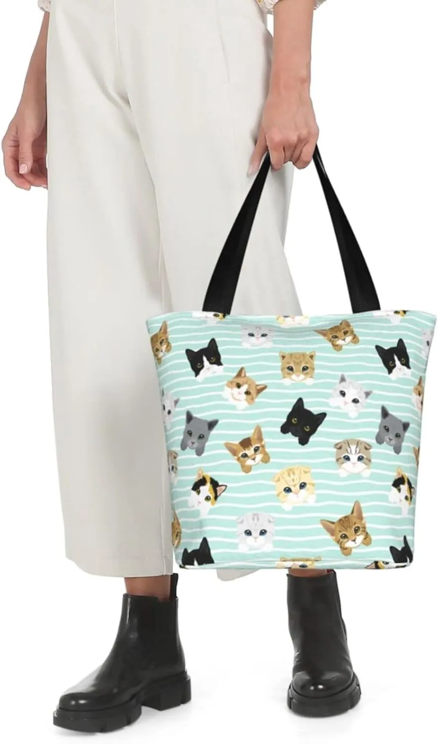 Tote Bag With Zipper Large Women Casual Shoulder Bag Handbag, Reusable Multipurpose Shopping Bag For Women Girls