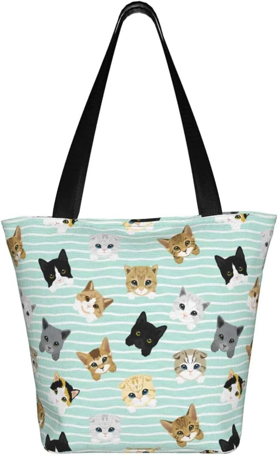 Tote Bag With Zipper Large Women Casual Shoulder Bag Handbag, Reusable Multipurpose Shopping Bag For Women Girls
