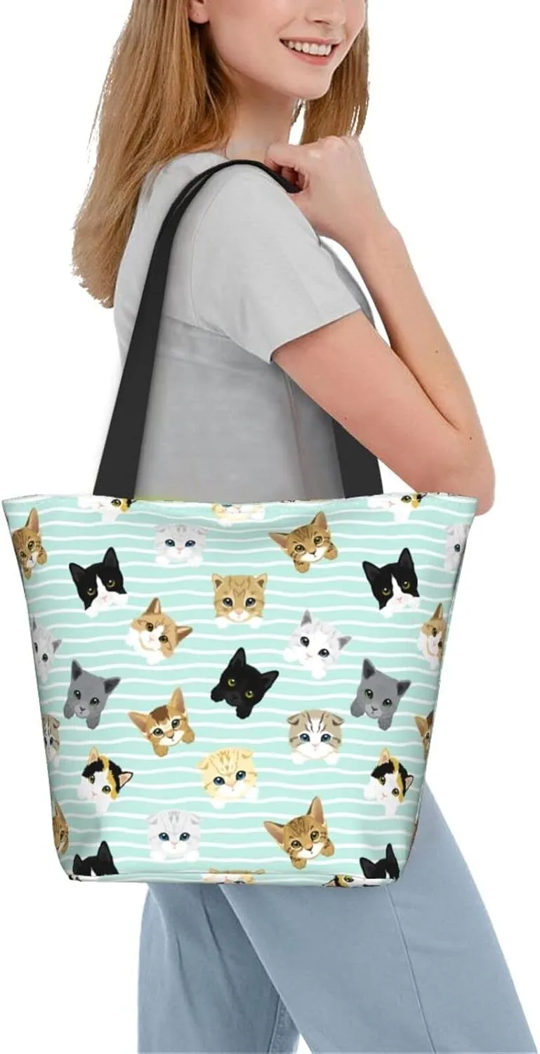 Tote Bag With Zipper Large Women Casual Shoulder Bag Handbag, Reusable Multipurpose Shopping Bag For Women Girls