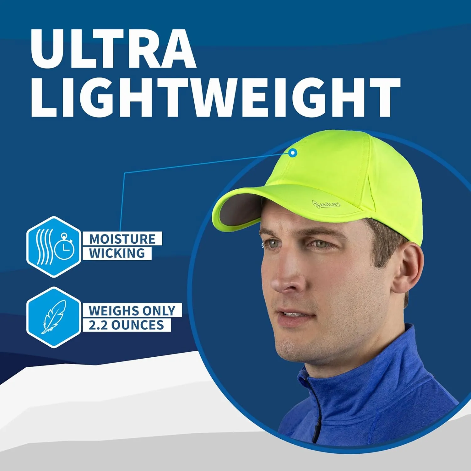TrailHeads Mens Running Hat with UV Protection | Quick Dry Sports Hats for Men | UPF 50 Hats | Summer Hats for Men