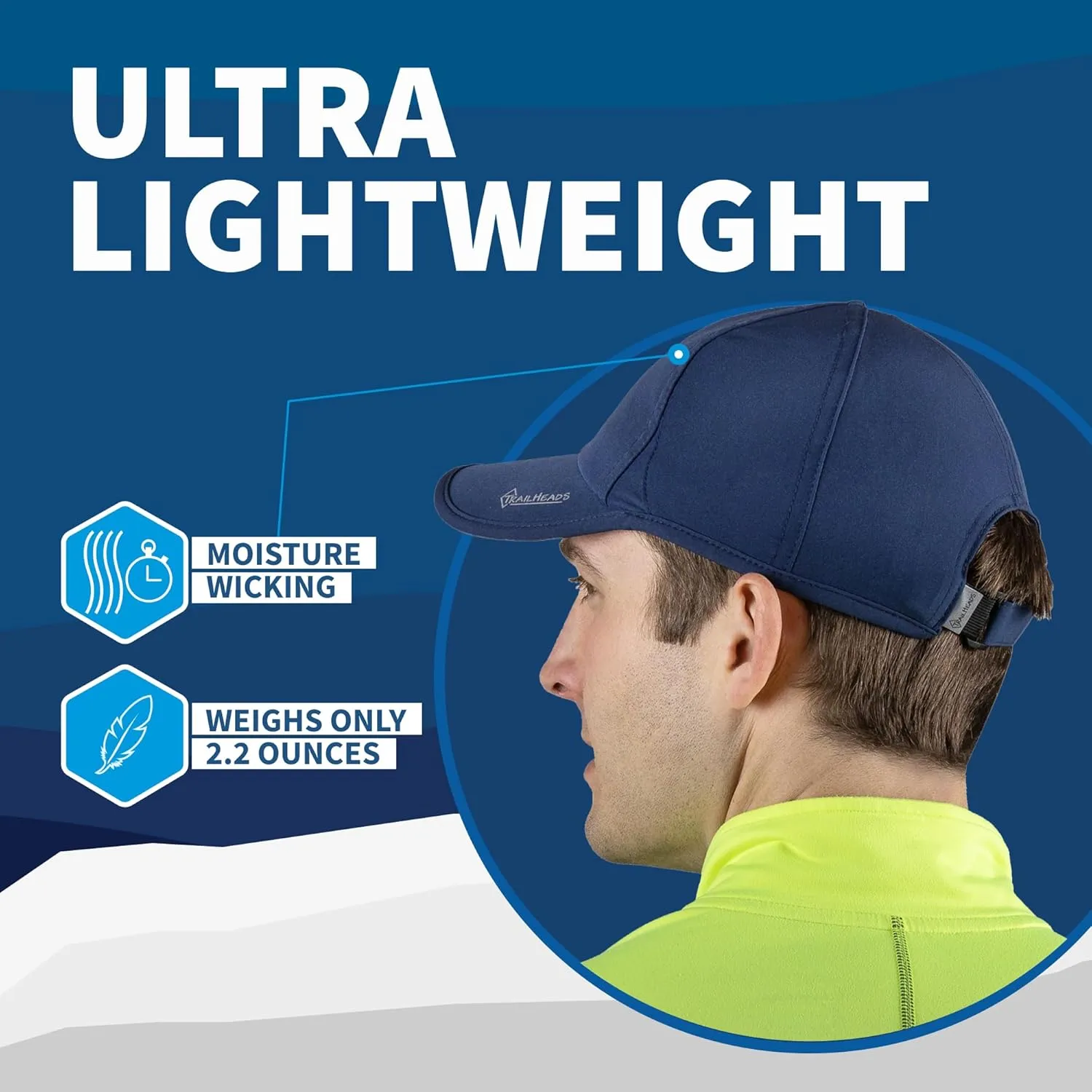 TrailHeads Mens Running Hat with UV Protection | Quick Dry Sports Hats for Men | UPF 50 Hats | Summer Hats for Men