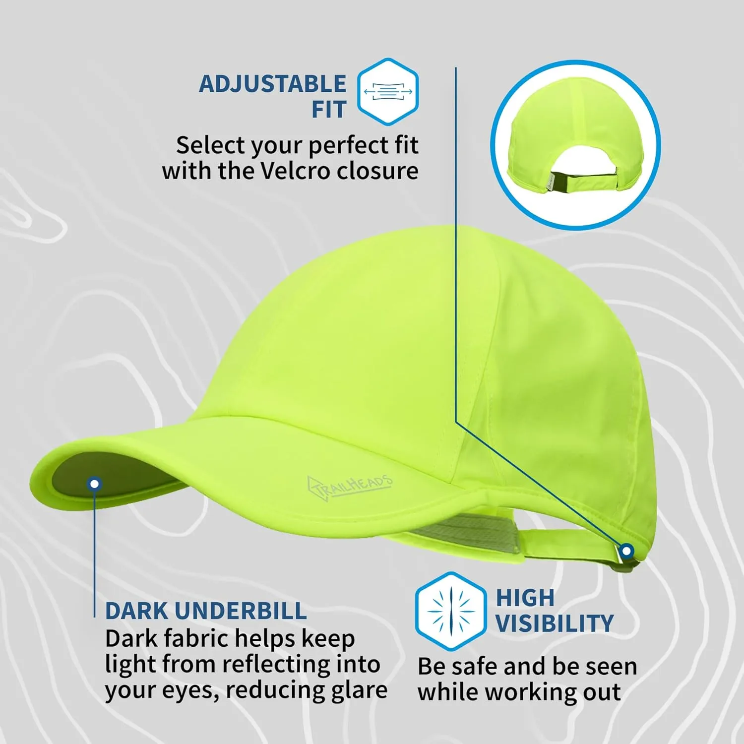 TrailHeads Mens Running Hat with UV Protection | Quick Dry Sports Hats for Men | UPF 50 Hats | Summer Hats for Men