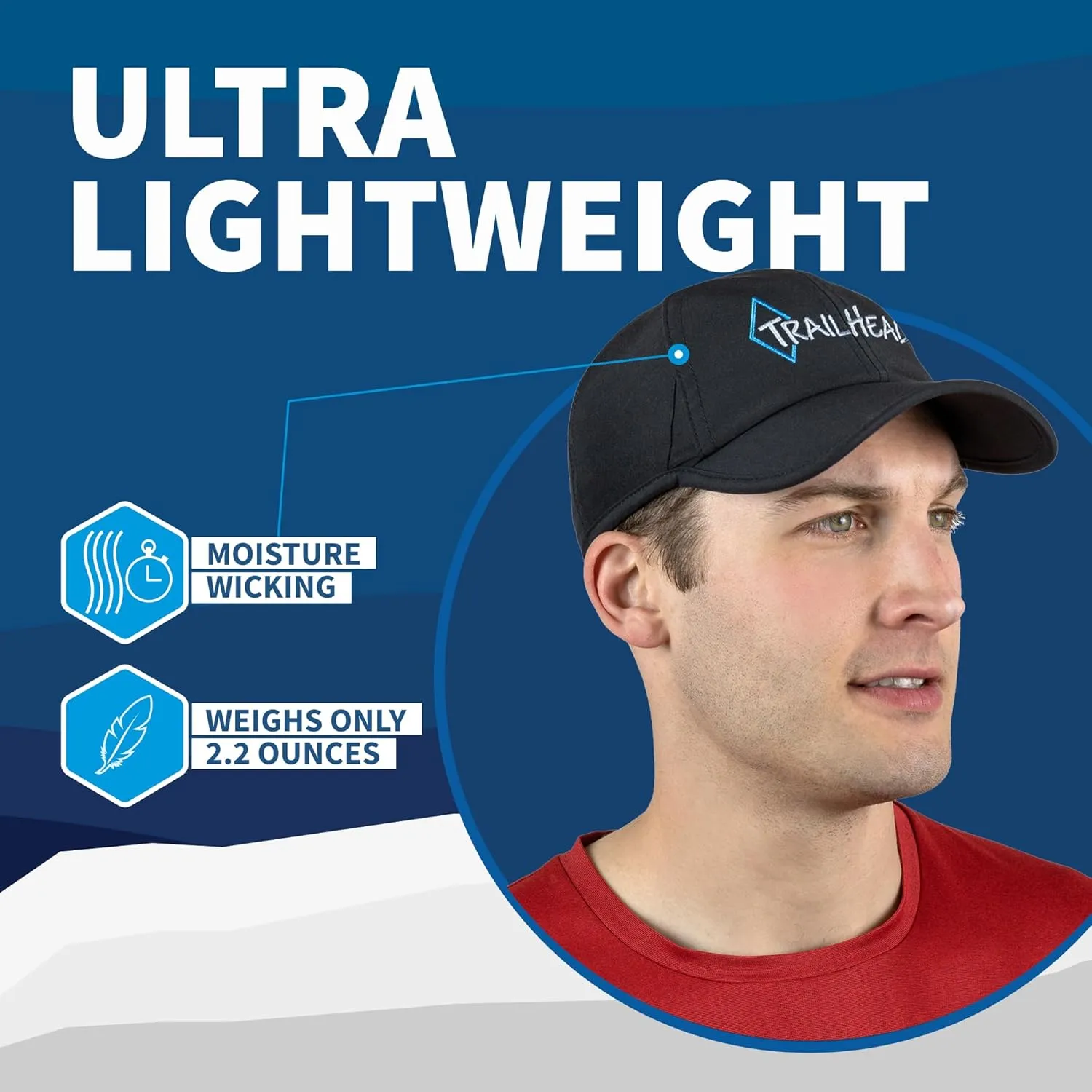 TrailHeads Mens Running Hat with UV Protection | Quick Dry Sports Hats for Men | UPF 50 Hats | Summer Hats for Men