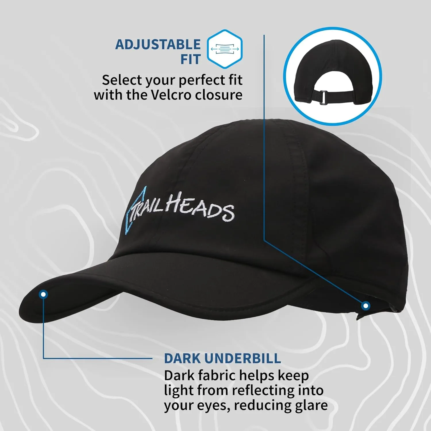 TrailHeads Mens Running Hat with UV Protection | Quick Dry Sports Hats for Men | UPF 50 Hats | Summer Hats for Men