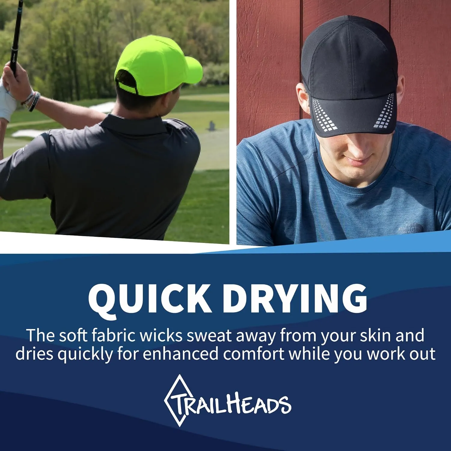 TrailHeads Mens Running Hat with UV Protection | Quick Dry Sports Hats for Men | UPF 50 Hats | Summer Hats for Men