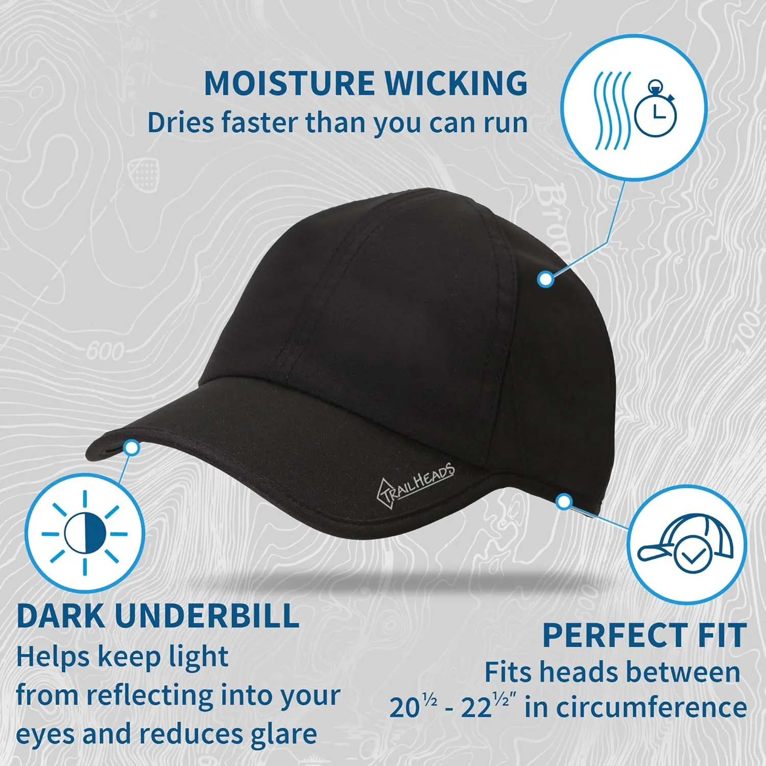TrailHeads UV Protection Running Hats for Women, 50  UPF - Summer Hats for Women Baseball Cap - Tennis, Golf, Gym, Workout