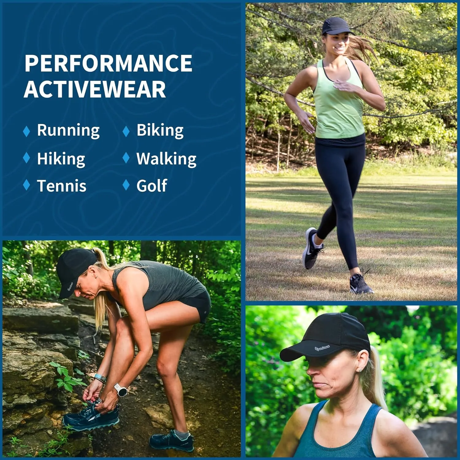 TrailHeads UV Protection Running Hats for Women, 50  UPF - Summer Hats for Women Baseball Cap - Tennis, Golf, Gym, Workout