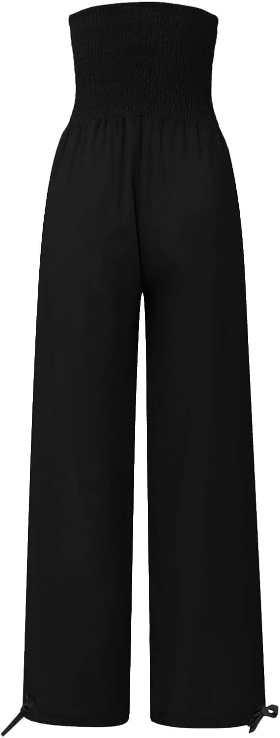 Travel Pants Women Linen Pants Loose Straight Pants High Waisted Wide Leg Pants Lounge Pants Trousers with Pockets