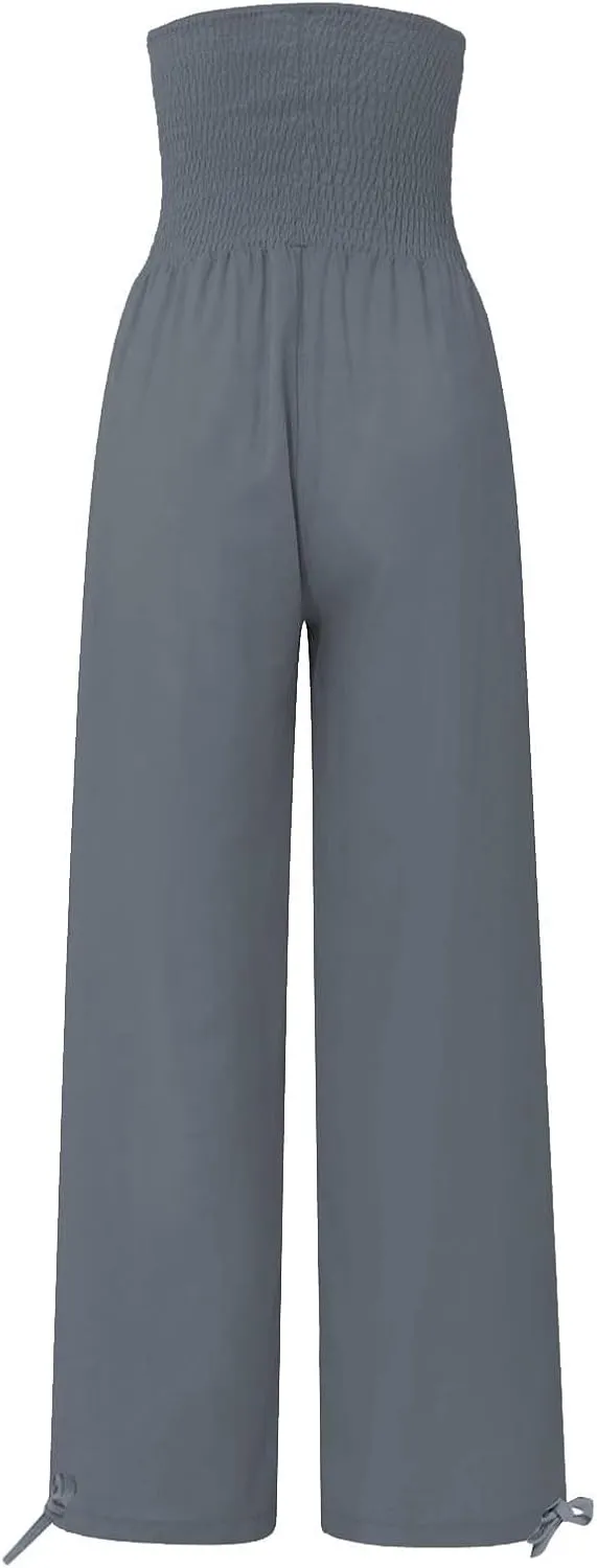 Travel Pants Women Linen Pants Loose Straight Pants High Waisted Wide Leg Pants Lounge Pants Trousers with Pockets