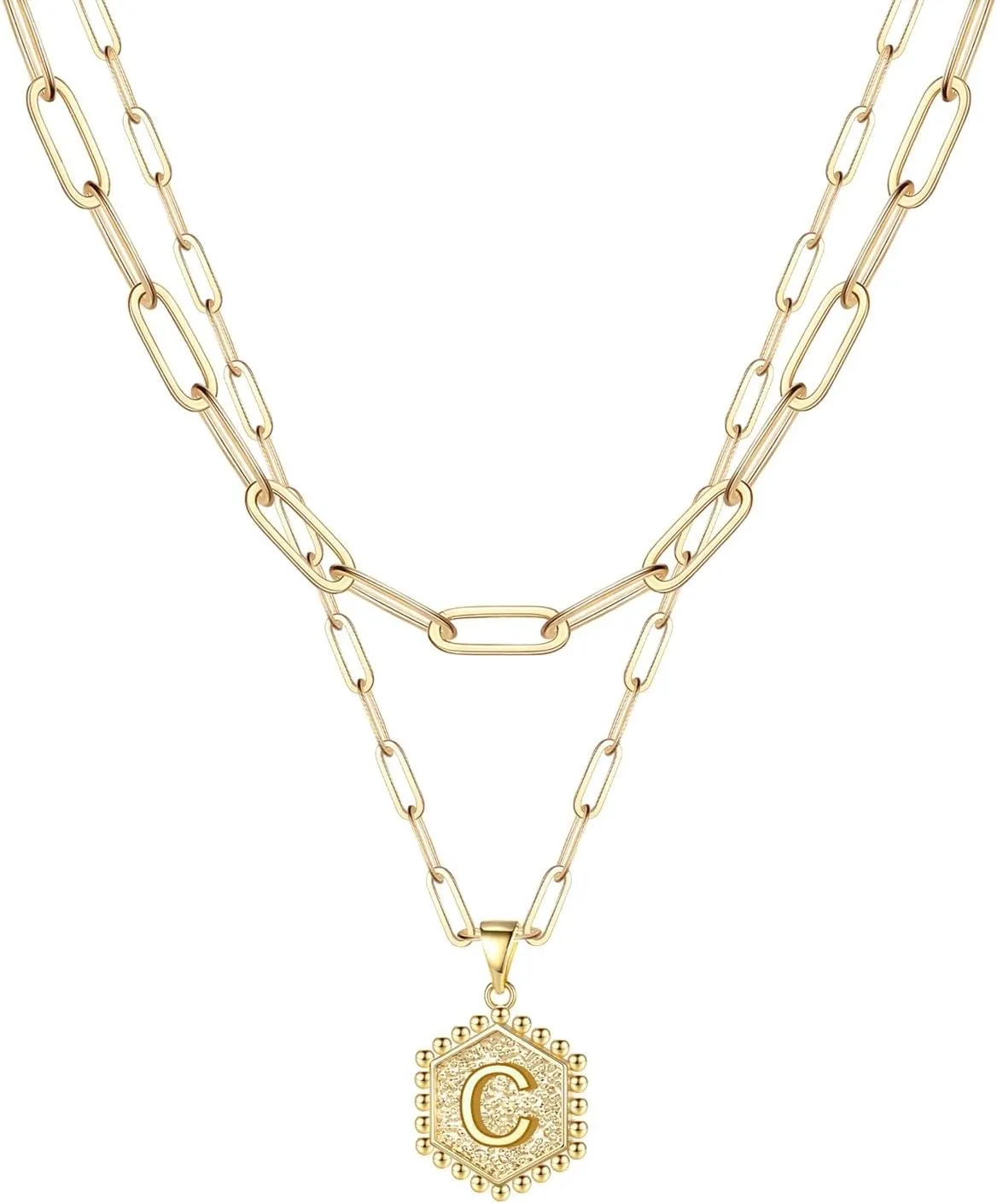 Trendy Layered Stackable Choker Necklace for Women,26 Alphabet Initial Gold Necklaces Dainty Gold Plated Pendant Necklace