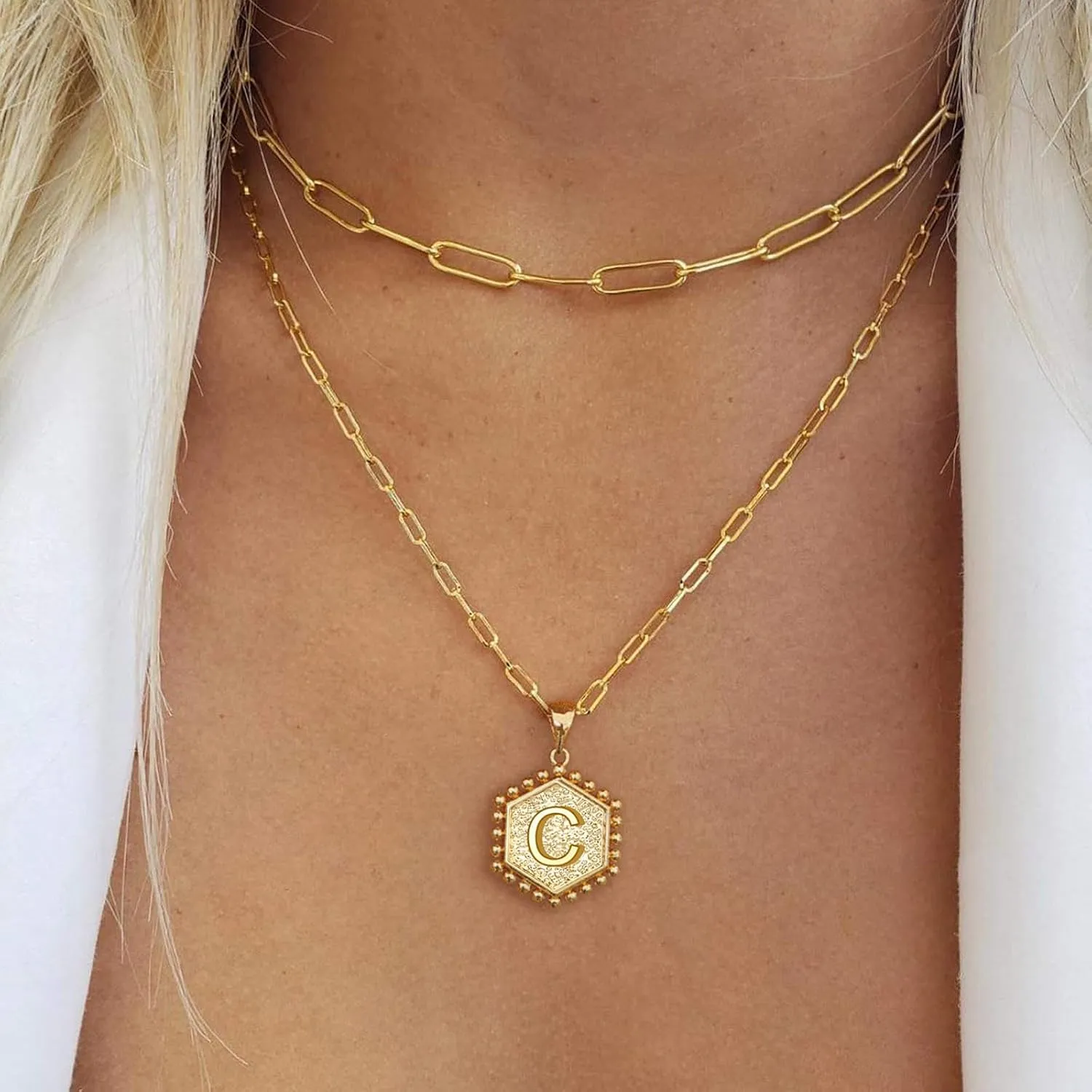 Trendy Layered Stackable Choker Necklace for Women,26 Alphabet Initial Gold Necklaces Dainty Gold Plated Pendant Necklace