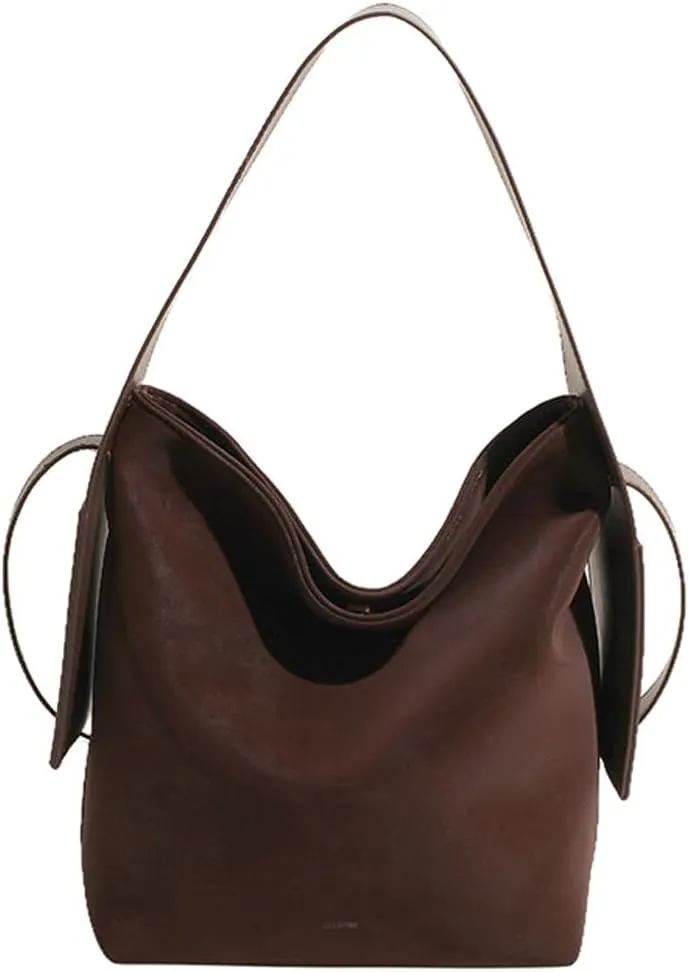 Trendy Suede Bucket Bag Women Hobo Bags Crescent Shoulder Bag Crossbody Purse Slouchy Satchels Bag Mini Tote Handbag 2024