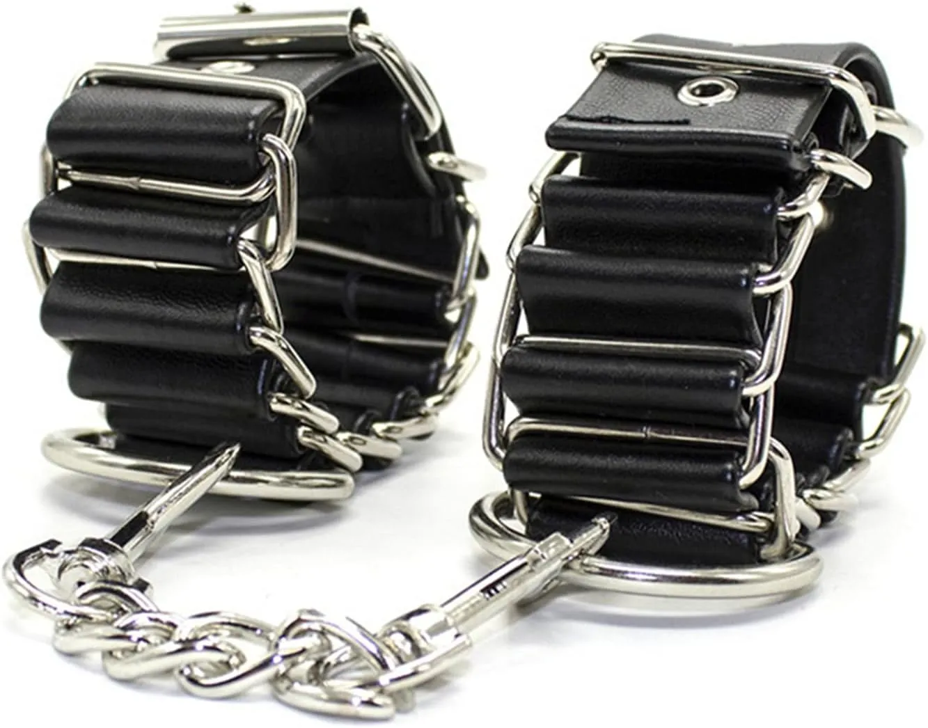 Trendy Woven Leather Bracelets with Metal Chain Hook - Adjustable Pin Buckle for Cosplay and Bar Performance Props