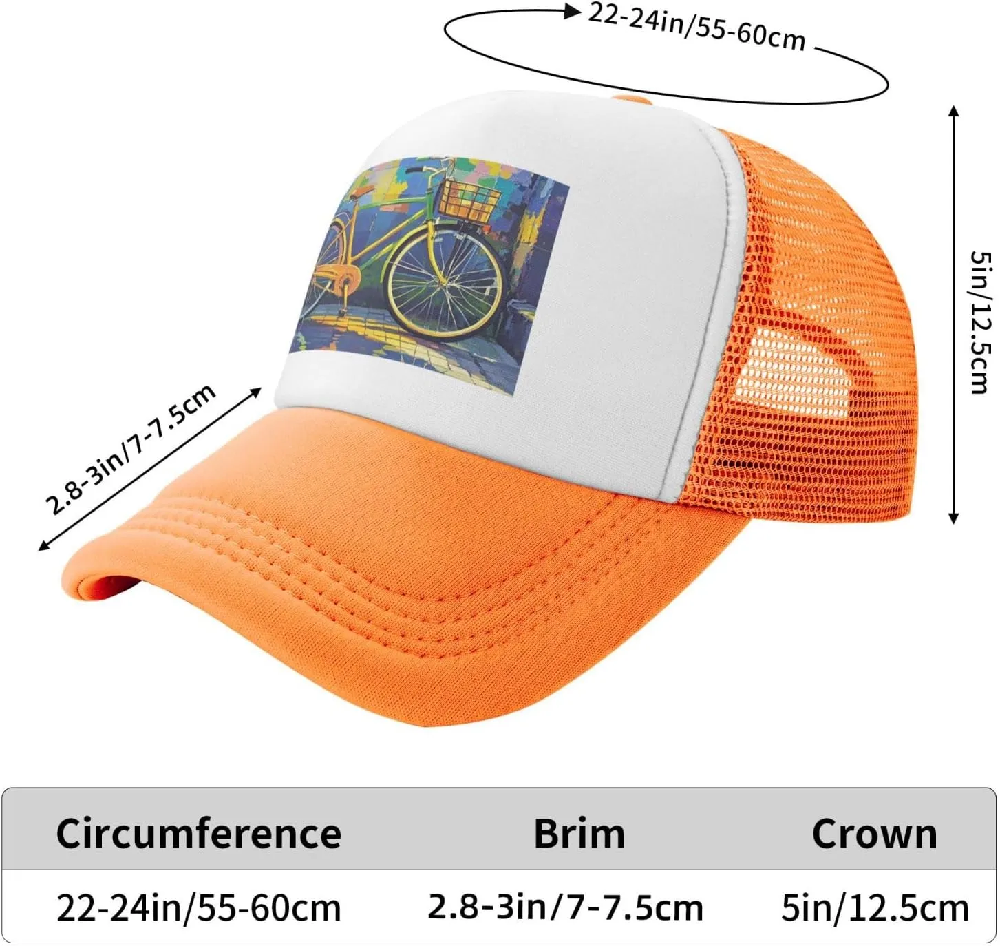 Trucker Hat Colorful Bicycle Baseball Cap Golf Dad Hat Adjustable Snapback Hats for Men Women