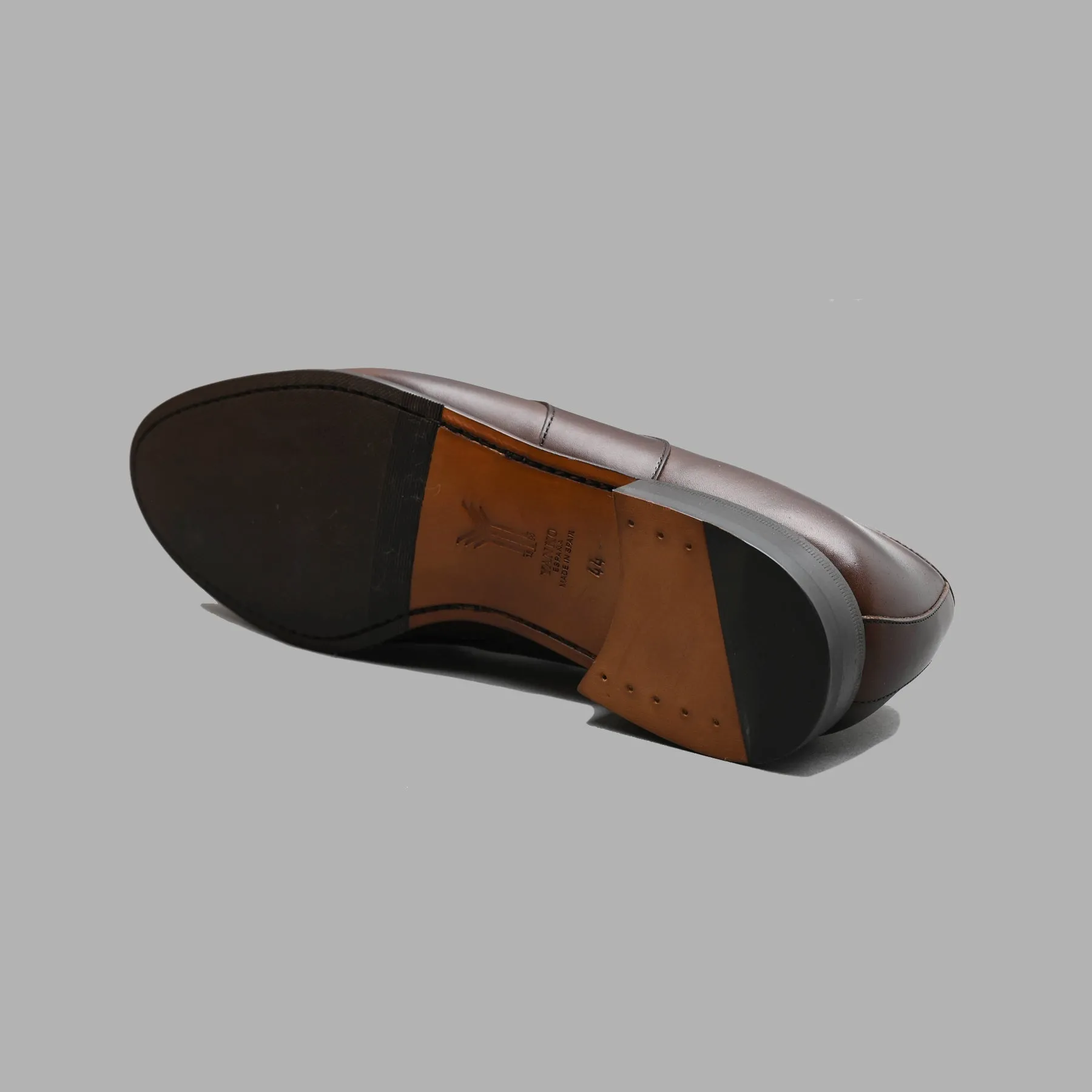 Two Tone Belgian Penny Loafer in Snuff Suede and Moka Calf Leather